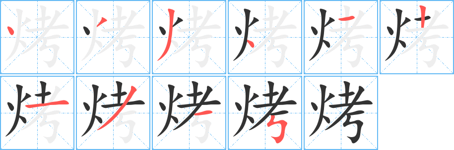 烤的筆順?lè)植窖菔?>
					
                    <hr />
                    <h2>烤的基本信息</h2>
                    <div   id=